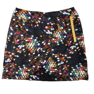EP Sport Skort Small Multicolored Pencil Abstract Gold Zipper Athletic Vibrant